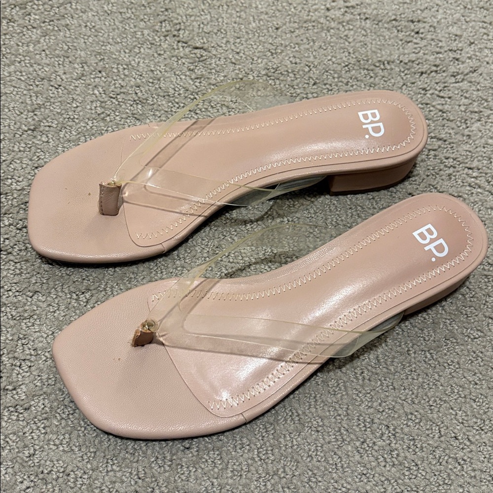 BP natural Square Toe Sandals with Clear Straps